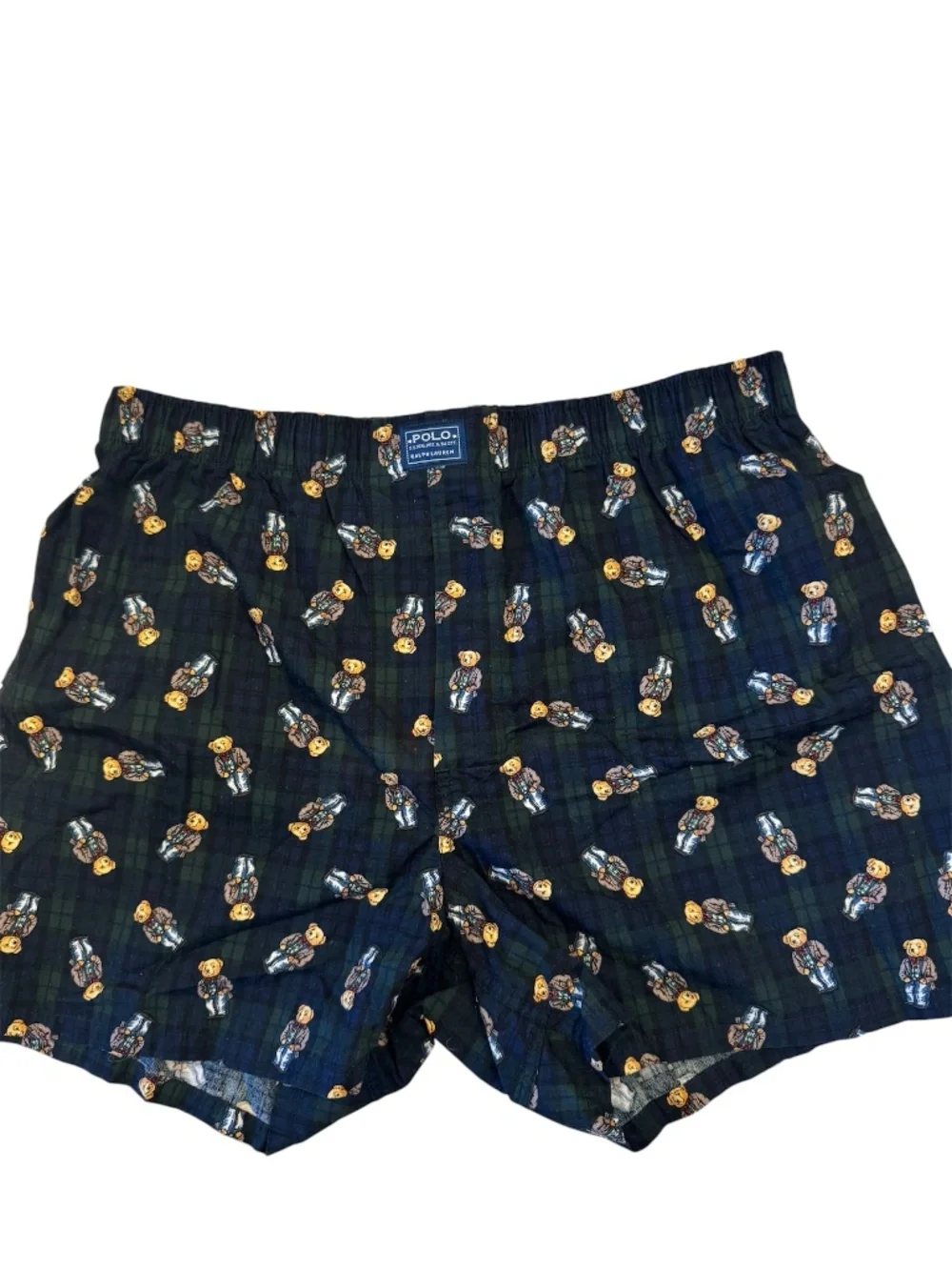 Vintage‎ Men's Polo by Ralph Lauren Medium Plaid Boxer Shorts with Teddy Bears